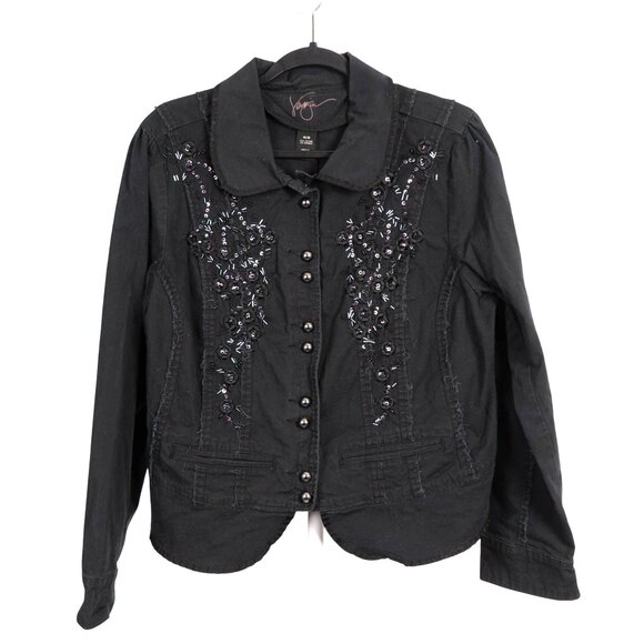 Venezia Jackets & Blazers - Embellished Jacket 14 16 Womens Black Whimsigoth Dark Fairy Rough Hem Sequin